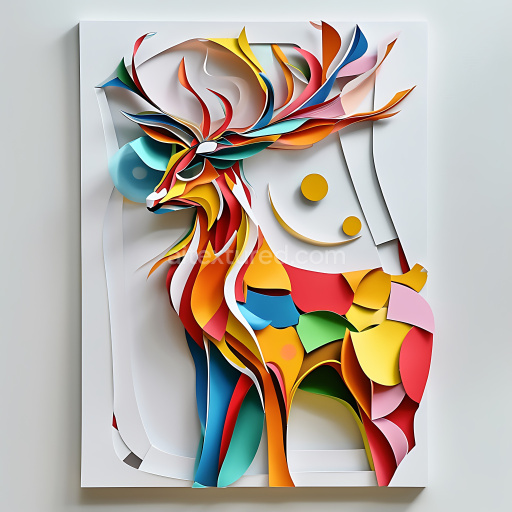 Seamless 3D PBR Texture of Colorful Origami-style Bongo Deer Pattern