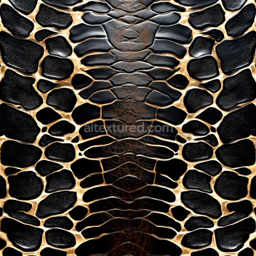 Seamless 3D reptilian skin PBR texture with detailed glossy scales and cracked leather effect