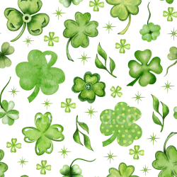 seamless Seamless 3D PBR Texture of Watercolor St Patrick Clover Leaves Pattern texture 8k free download PBR