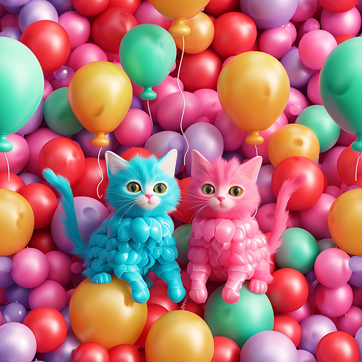 Inflated Balloon with Glossy Multicolor Spheres seamless PBR texture preview