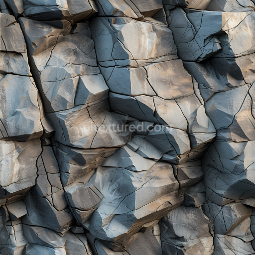 Seamless 3D Rocky Cliff Wall PBR Texture with Detailed Cracked Stone Surface