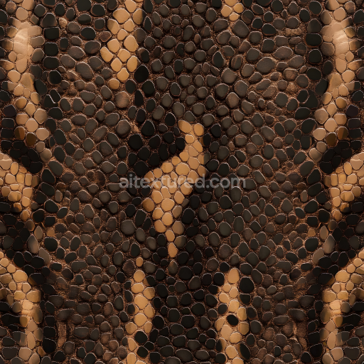 Seamless 3D reptilian skin PBR texture with detailed scale pattern and glossy surface