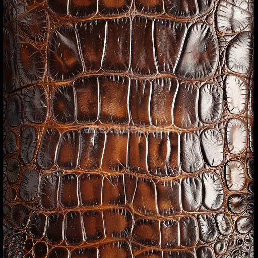 Preview — Seamless 3D Glossy Crocodile Patterned Brown Leather PBR Texture with Wrinkles