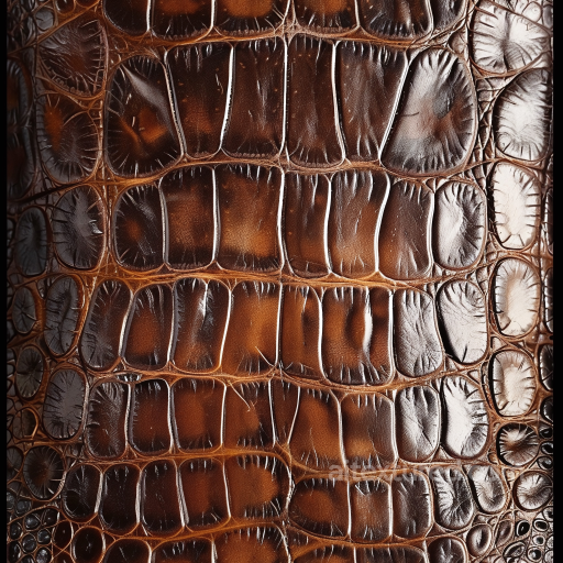 Glossy Crocodile Patterned Brown Leather PBR Texture with Wrinkles seamless Leather PBR texture