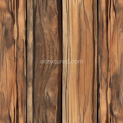 Seamless 3D Rustic Reclaimed Wood Planks PBR Texture with Knots and Cracks