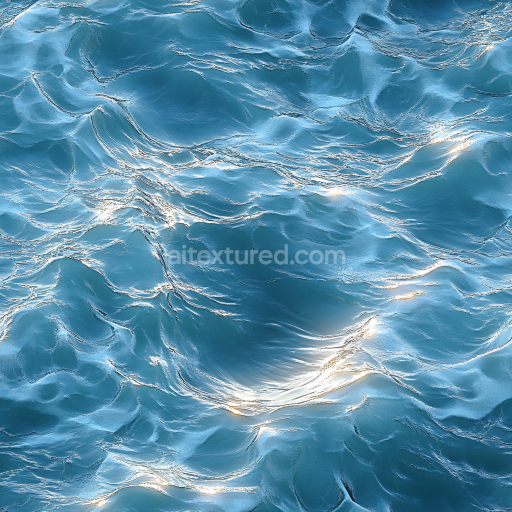 Seamless 3D Water PBR Texture Featuring Realistic Ocean Surface with Soft Waves and Dynamic Highlights