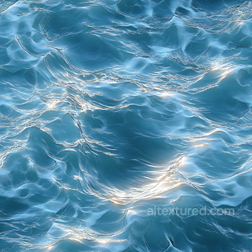 Water PBR Texture Featuring Realistic Ocean Surface with Soft Waves and Dynamic Highlights seamless Water PBR texture