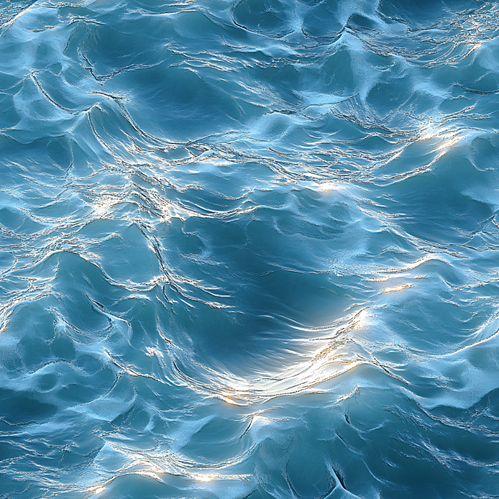 Water Featuring Realistic Ocean Surface with Soft Waves and Dynamic Hig… seamless PBR texture preview