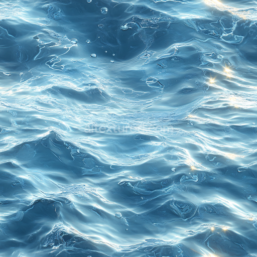 Seamless 3D PBR Texture of Crystal Clear Water with Gentle Ripples and Light Reflections