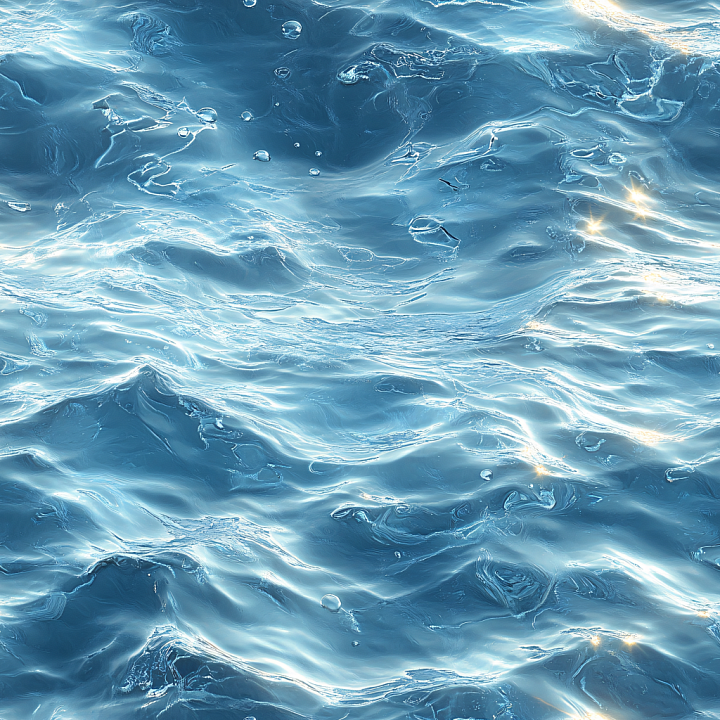 Crystal Clear Water with Gentle Ripples and Light Reflections seamless PBR texture preview