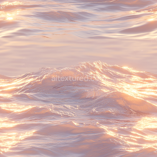 Seamless 3D PBR Water Texture of Shimmering Ocean Surface at Sunset
