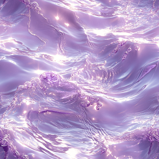 Seamless 3D stylized violet liquid water PBR texture with glossy waves and bubbles