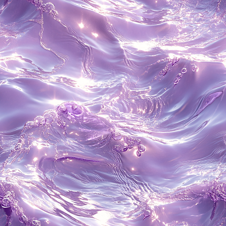 Stylized Violet Liquid Water With Glossy Waves And Bubbles seamless PBR texture preview