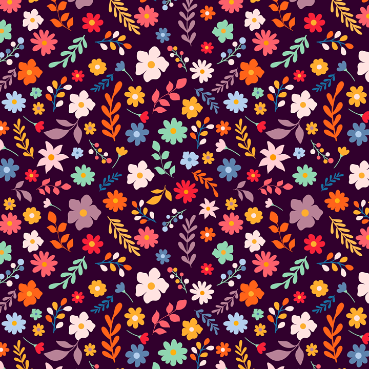Colorful Embroidered Floral Fabric Pattern seamless PBR texture preview