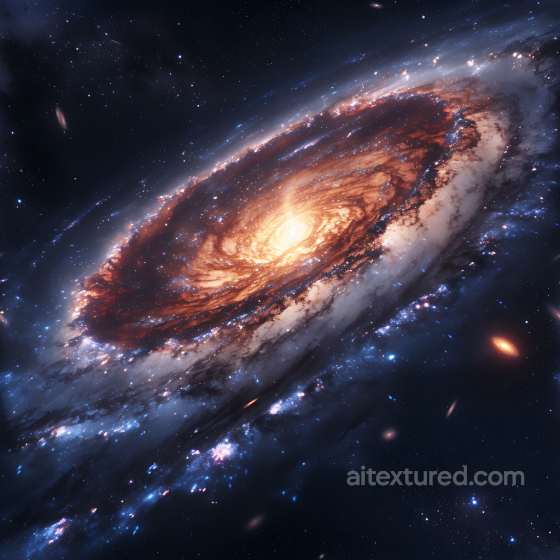 Space PBR Texture Featuring a Spiral Galaxy with Fiery Core and Cosmic Dust Star, space, planets texture preview