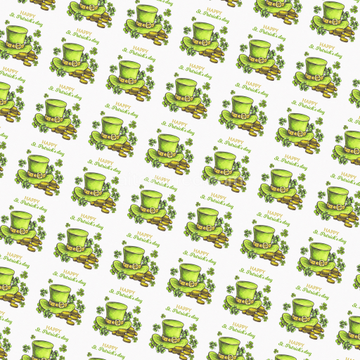 Seamless 3D PBR Texture of St Patrick's Day Hat, Shamrocks, and Coins Pattern