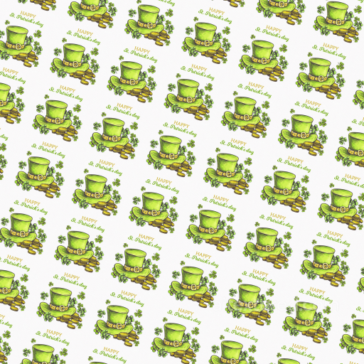 St Patrick's Day Hat, Shamrocks, and Coins Pattern Seamless Texture seamless St patrick PBR texture