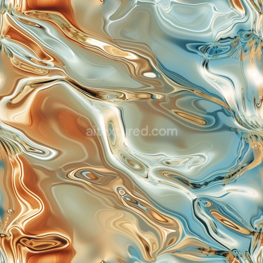 Seamless 3D Water PBR Texture Featuring Stylized Liquid Metal Waves and Reflective Surfaces