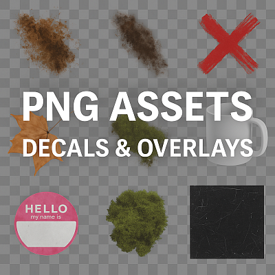 New PNG Assets Section on AITEXTURED – Free Decals, Cutouts & Overlays for 3D Artists