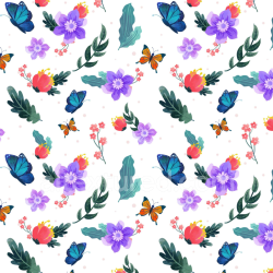 seamless Seamless 3D PBR Watercolor Butterflies Floral Pattern Texture texture 8k free download PBR