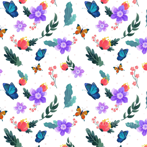 Watercolor Butterflies Floral Pattern Texture seamless Watercolor Butterflies PBR texture