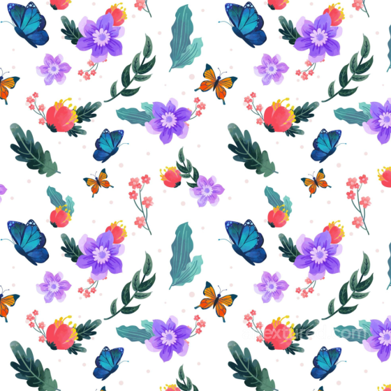 Watercolor Butterflies Floral Pattern Texture Watercolor Butterflies texture preview