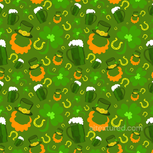 St Patrick Digital Paper Texture With Shamrocks And Leprechaun Hats seamless St patrick digital paper bundle PBR texture