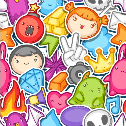 Colorful Cartoon Stickers and Icons for Baby Boy Designs Seamless Texture seamless Baby Boy PBR texture