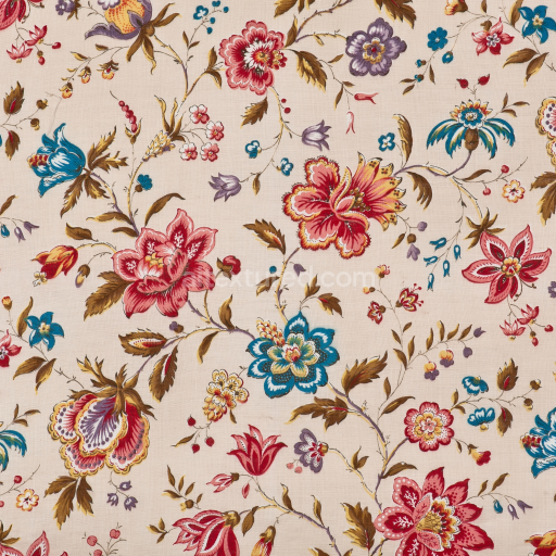 Seamless 3D PBR Wild Flower Floral Fabric Texture with Vintage Multicolor Flowers