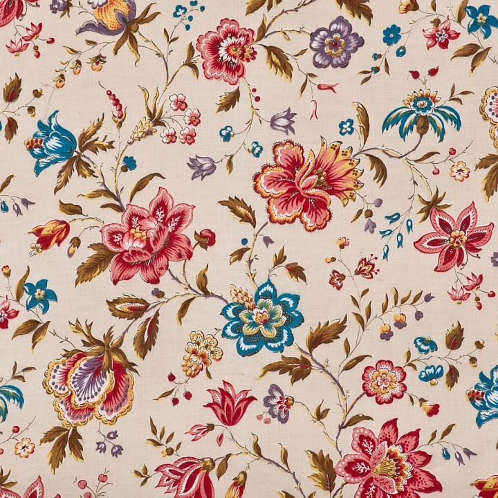 Wild Flower Floral Fabric with Vintage Multicolor Flowers seamless PBR texture preview