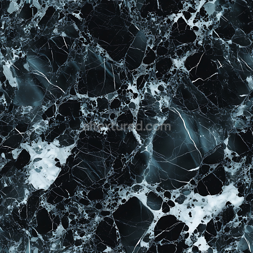 Seamless 3D Black Marble PBR Texture Featuring Bold Veins and Polished Finish