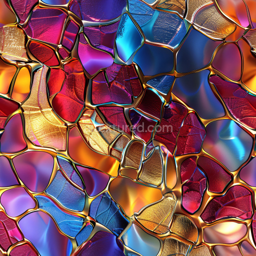 Seamless 3D PBR Texture Featuring Colorful Glossy Mosaic with Smooth Reflective Panels