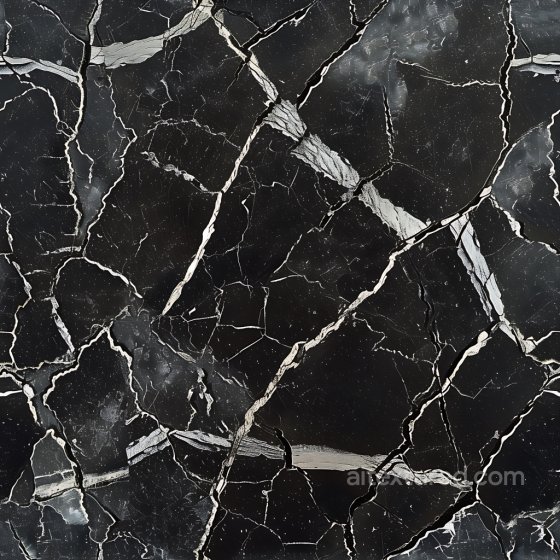 Cracked Black Marble Texture with Jagged White Fractures Cracked & Holes texture preview