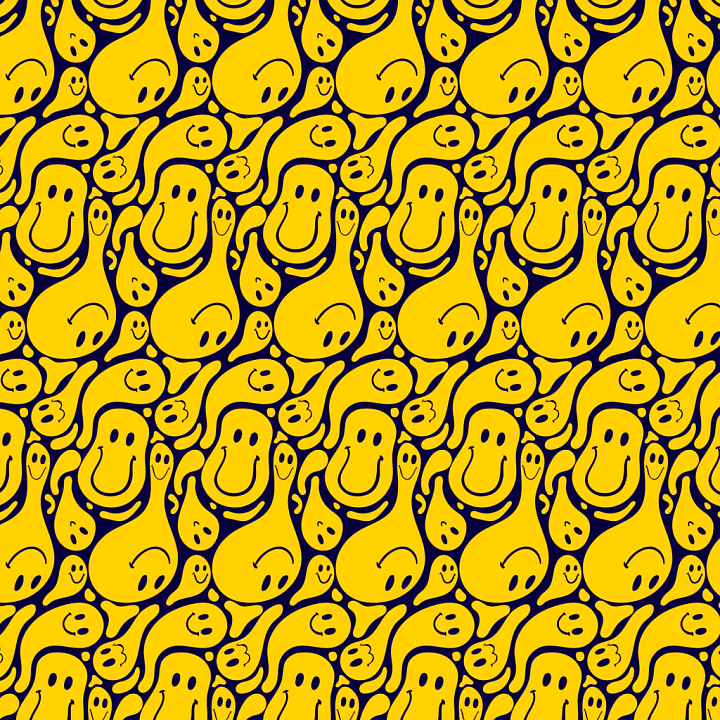 with Abstract Yellow Happy Faces Pattern seamless PBR texture preview