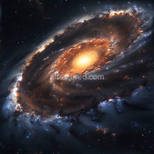 Seamless 3D PBR Galaxy Texture Featuring a Glowing Spiral Nebula with Rich Cosmic Details