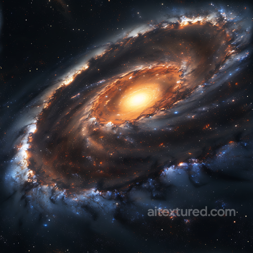 Galaxy Texture Featuring a Glowing Spiral Nebula with Rich Cosmic Details seamless Star, space, planets PBR texture