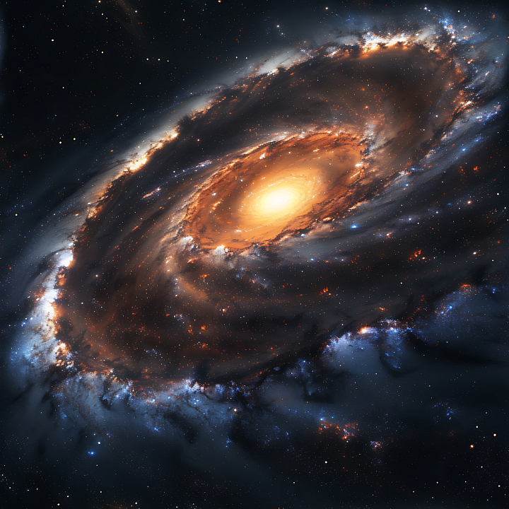 Galaxy Featuring a Glowing Spiral Nebula with Rich Cosmic Details seamless PBR texture preview