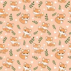 Pattern Bundle - Seamless 3D Pattern PBR Texture Featuring Cute Fox Motifs with Hearts and Green Leaves texture preview