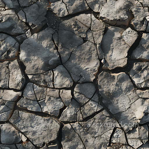 cracked dry ground stone PBR texture with rugged, fractured surface seamless Stone PBR texture
