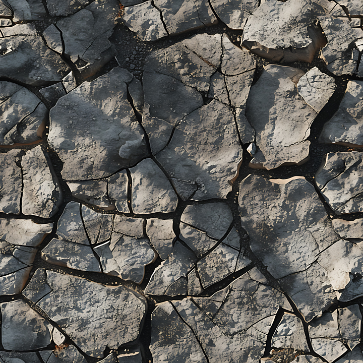 Cracked Dry Ground Stone With Rugged, Fractured Surface seamless PBR texture preview