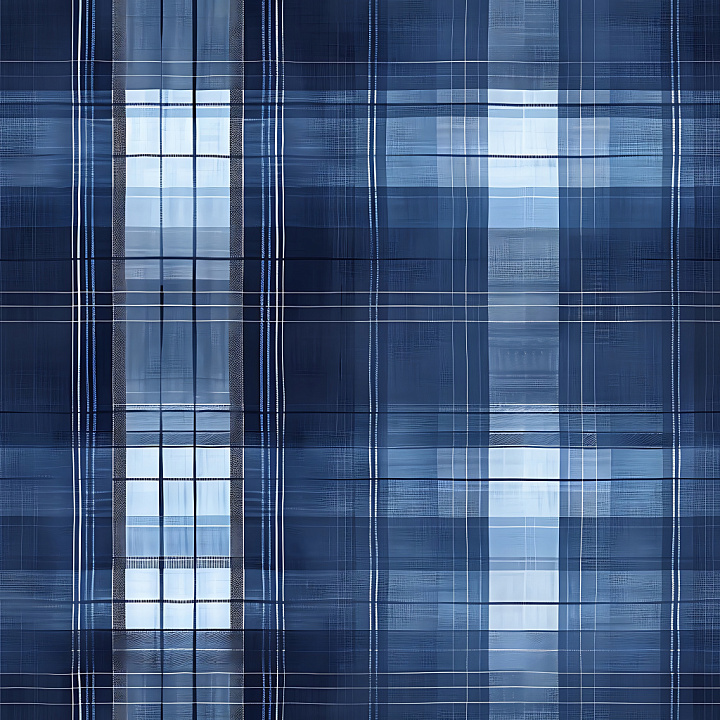 Blue Multi-Toned Plaid Fabric with Fine Line Weave seamless PBR texture preview