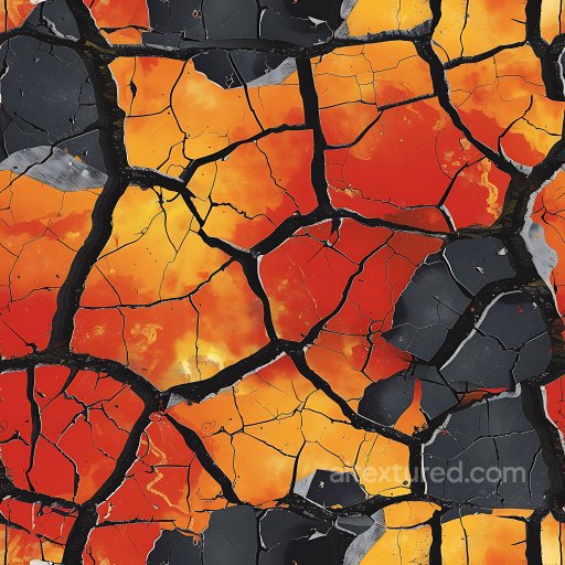 Cracked & Holes Texture of Cracked Burnt Orange and Black Painted Surface with Jagged Spl… seamless Cracked & Holes PBR texture
