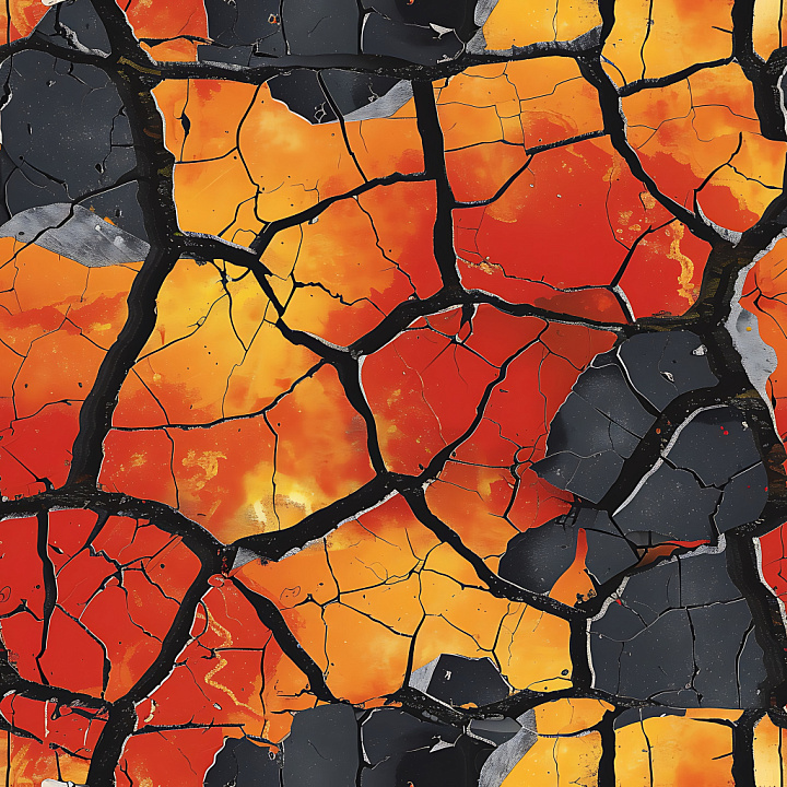 Cracked & Holes of Cracked Burnt Orange and Black Painted Surface with… seamless PBR texture preview