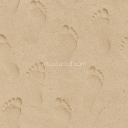 Seamless 8k PBR 3d Texture of Dry Sandy Footprints Surface