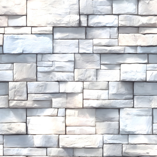 Seamless 3D Cracked White Brick Wall PBR Texture with Subtle Damage and Irregular Pattern