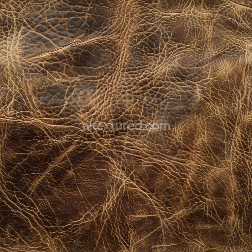 Seamless 3D PBR Texture of Distressed Brown Leather with Deep Cracks and Natural Wrinkles