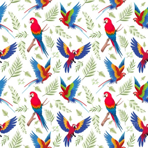 Pattern PBR Texture Featuring Vivid Parrot Motifs and Tropical Leaves seamless Pattern Bundle PBR texture