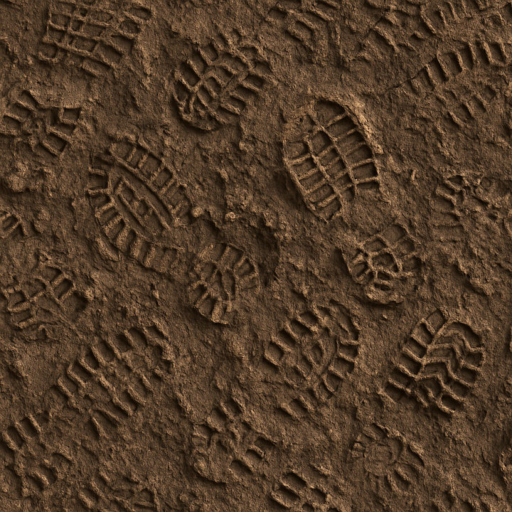 Muddy Ground Boot Prints seamless PBR texture preview