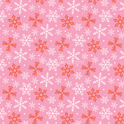 Seamless 3D PBR Christmas Digital Paper Texture in Pink with White and Red Snowflakes