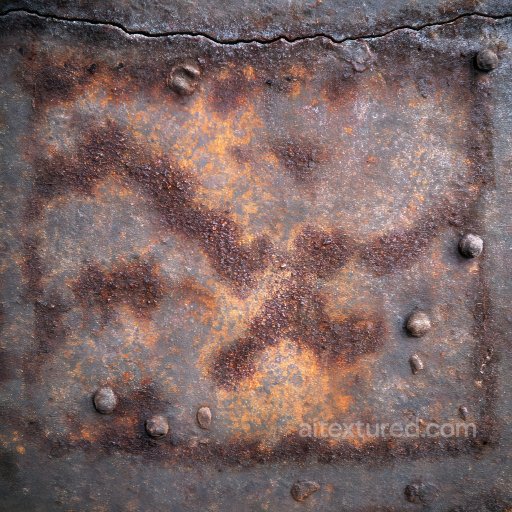 Rusty Metal Texture Featuring Cracked Surface and Corroded Rivets seamless Rust PBR texture
